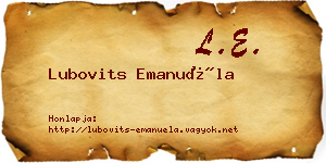 Lubovits Emanuéla névjegykártya